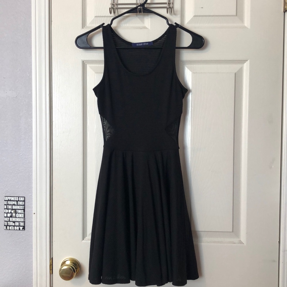 Black dress with mesh details
